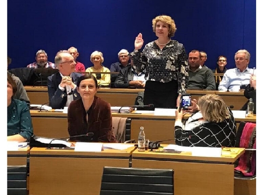 Hilde Kaspers tijdens provincieraad december 2018