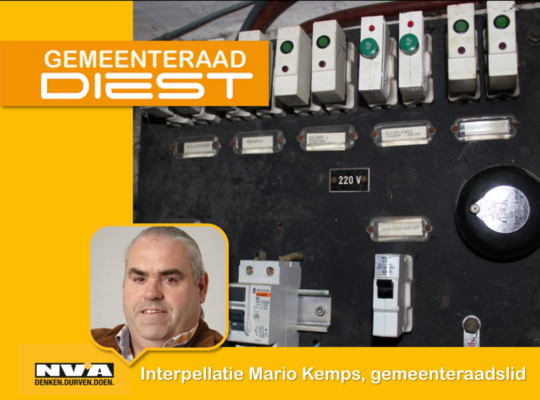 N-VA Diest gemeenteraad Mario Kemps Openbare gebouwen niet in orde met keuring elektriciteit.