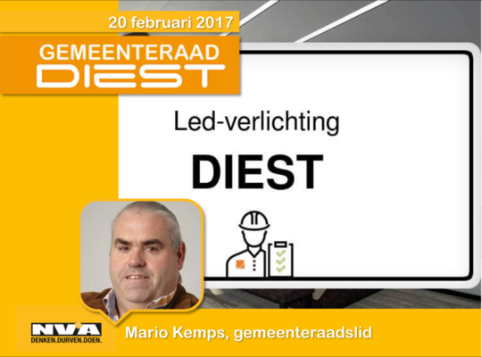 Gemeenteraad Diest van 20 februari 2017 - Interpellatie ledverlichting Demerstraat Diest Gemeenteraad Diest van 20 februari 2017 - Interpellatie ledverlichting Demerstraat Diest